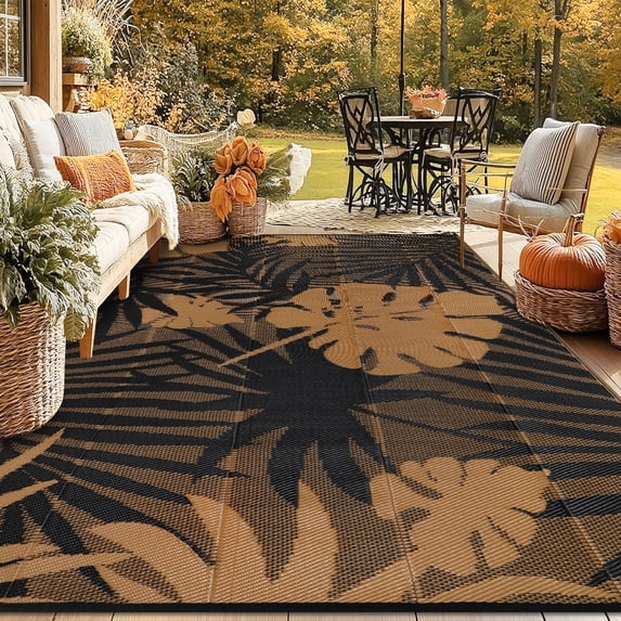 IValue Outdoor Rugs 6’x 9’ Waterproof Reversible Patio Rugs Outdoor Portable RV Camping Mats for Deck Porch