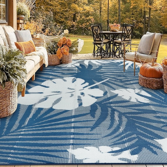 IValue Outdoor Rugs 8’x 10’ Waterproof Reversible Patio Rugs Outdoor Portable RV Camping Mats for Deck Porch
