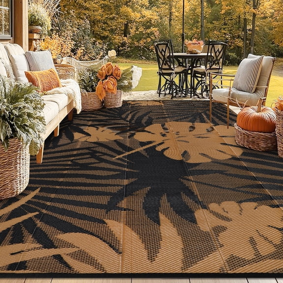 IValue Outdoor Rugs 8’x 10’ Waterproof Reversible Patio Rugs Outdoor Portable RV Camping Mats for Deck Porch