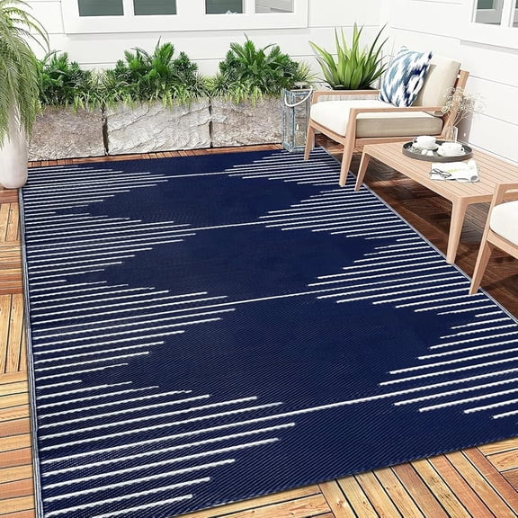 IValue Outdoor Rugs 8’x 10’ Waterproof Reversible Patio Rugs Outdoor Portable RV Camping Mats for Deck