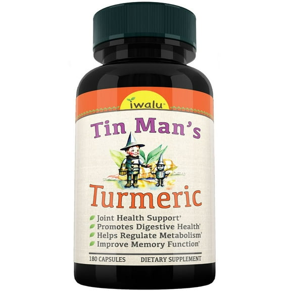 Tin Man's Turmeric | Fast Acting Joint Support Supplement - Glucosamine Chondroitin Supplements MSM Complex - with Boswellia, Quercetin for Joints, Bones, Knees & Mobility - Iwalu USA - 180 Capsules