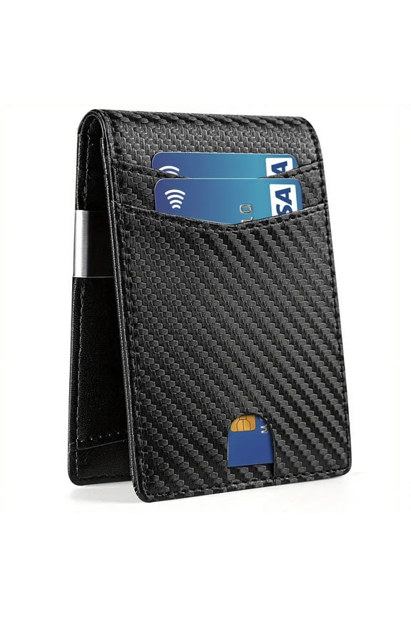 Fashion Faux Leather Stacked RFID Blocking Wallet with Coin Wallet and Card Slot Folded Credit Card Holder