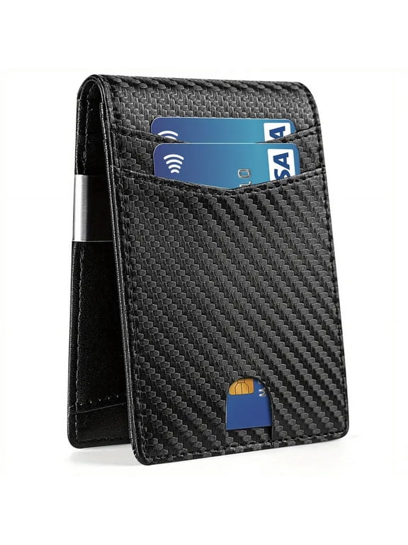 Fashion Faux Leather Stacked RFID Blocking Wallet with Coin Wallet and Card Slot Folded Credit Card Holder