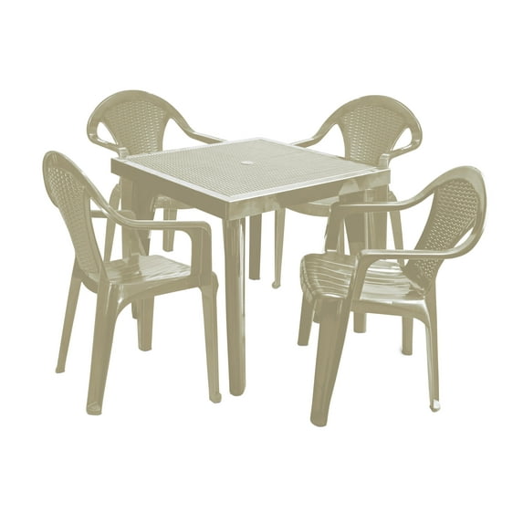 IWC 5-Piece Resin Rattan Outdoor Patio Dining Set, Taupe