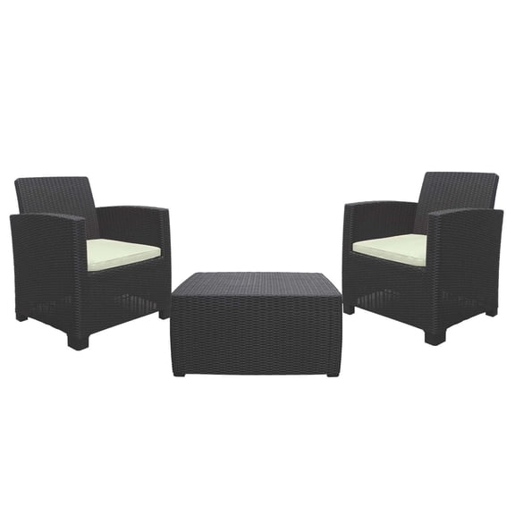 IWC Alamo 3-Piece Resin Rattan Outdoor Conversation Set, Espresso