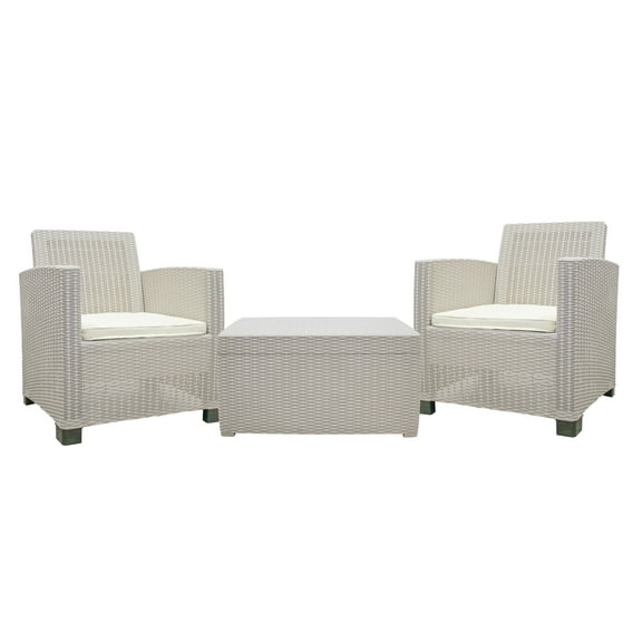 IWC Alamo 3-Piece Resin Rattan Outdoor Conversation Set, Taupe