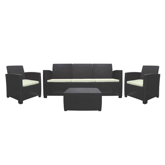 IWC Alamo 4-Piece Resin Rattan Outdoor Sofa Conversation Set, Espresso