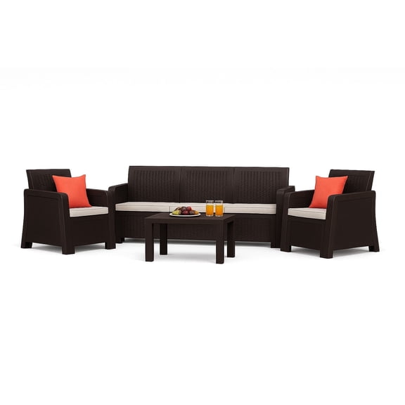 IWC GrandSpace 4-Piece Outdoor Sofa Conversation Set, Espresso