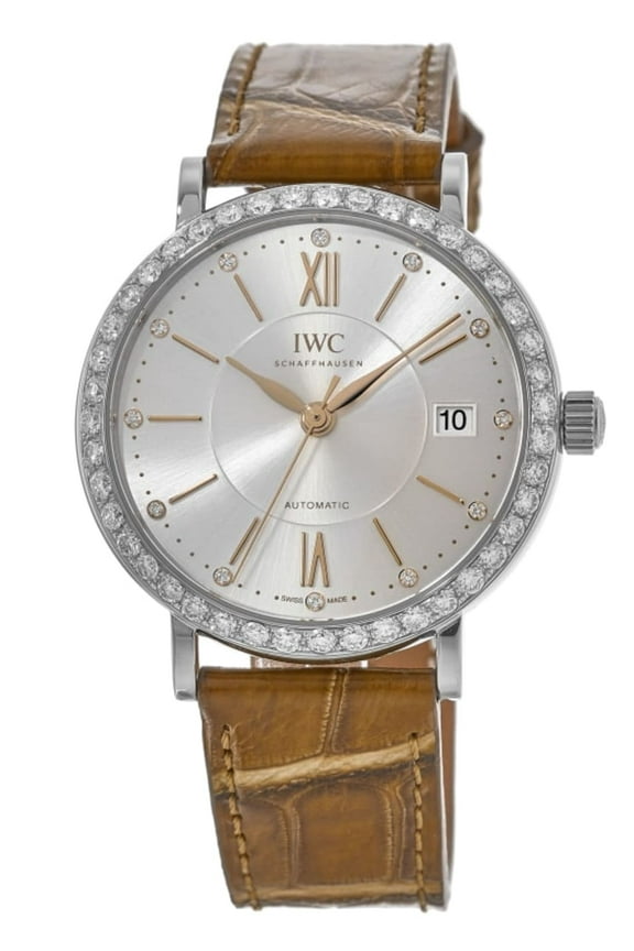 Portofino Automatic Silver Original Diamond Dial with Custom Diamond Bezel Women's Watch IW458101-CD