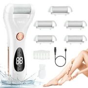 IWEEL Callus Remover for Feet, Rechareable Foot Scrubber Electric Foot File Pedicure Tools for Feet Electonic Callus Shaver Waterproof Pedicure kit for Cracked Heels and Dead Skin with 5 Roller Heads