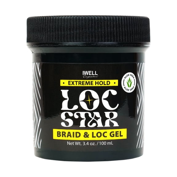 IWELL Signature Loc Star Braid & Loc Gel, 3.4 fl oz | Extreme Hold for Braids, Locs, Twists, Cornrows & Edges | Smooths & Tames Frizz | No Heavy Residue | Long-Lasting | With Aloe Vera