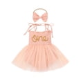 thumbnail image 1 of IWEMEK Baby Clothes for Girls Sweet 1st Birthday Dress Gifts for Girl Comfy Orange Pink Tutu Dresses Summer Jumpsuit 2025, 1 of 6
