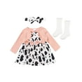 thumbnail image 1 of IWEMEK Baby Girls Dresses Cow Print Crew Neck Long Sleeve Romper Comfort Casual Fall Outfits Size 12-18M, 1 of 7