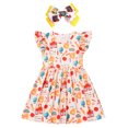 thumbnail image 1 of IWEMEK Dresses for Girl Birthday Smash Cake Outfits Swing Hem Smocked Paint Brush Print Clothing Comfy Fancy Dress 4Y-7Y, 1 of 6