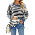 thumbnail image 1 of IWEMEK Fall Tops for Women Color Block Long Sleeve Sweatshirts Oversize Leisure Workout Pullover Comfort Baggy T-Shirts, 1 of 6