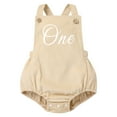 thumbnail image 1 of IWEMEK First Birthday Outfit Summer Toddler Baby Unisex Bubble Romper Khaki Comfy Corduroy Cowboy Bodysuit 1PC 6-12M, 1 of 7
