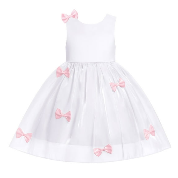 IWEMEK Flower Girl Dresses for Wedding White Princess Formal Evening Mesh Dress First Communion Dress Size 3-4Y