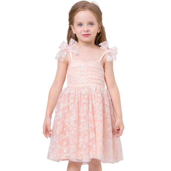 IWEMEK Girl's Dress Fluffy Mesh Dresses for Toddler Girls Tutu Pink Sleeveless Smocked Flower Beach Princess Dress 2025