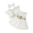 thumbnail image 1 of IWEMEK Girl Dresses 3 Pieces Summer Dressy Outfits White Mesh Dress for Wedding Flower Girls with Flutter Sleeve Jacket, 1 of 8