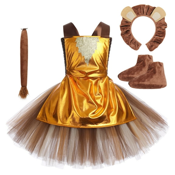 IWEMEK Girl Dresses Characters Costume for Little Girls Comfy Cosplay Lion Outfit Cuteness Animal Baby Clothes