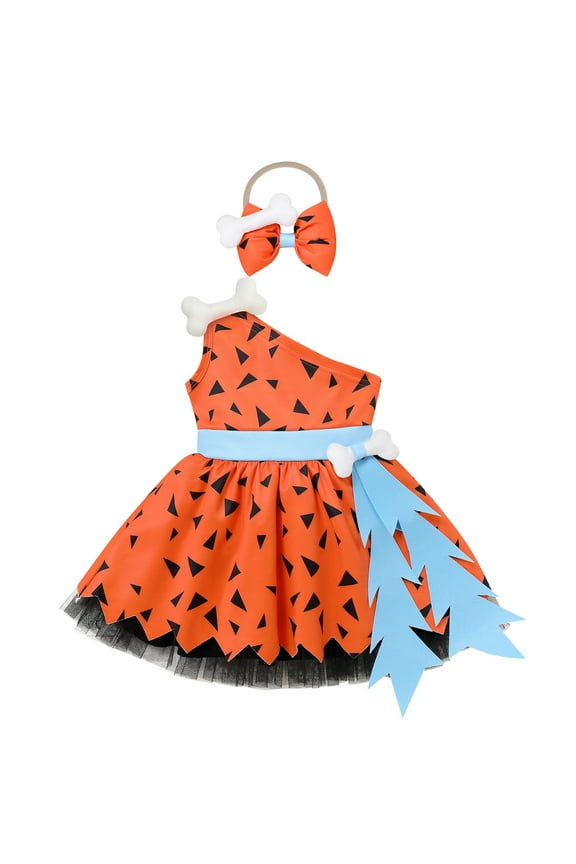 Girls Dress Cosplay Cavegirl Costume for Infant Girl Cute Casual Summer Comfy Tutu Stone Age Themed Birthday Outfit