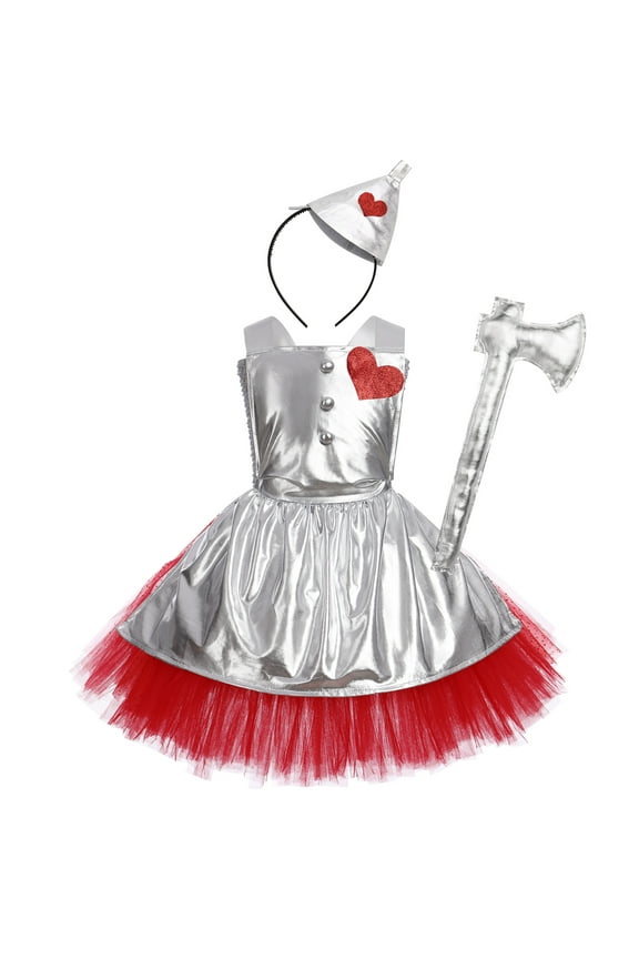 Girls Dress Light Up Tutu Beauty Dresses for Baby Girl Silvery Axe Costume Kids Cosplay Outfit 1-12Y