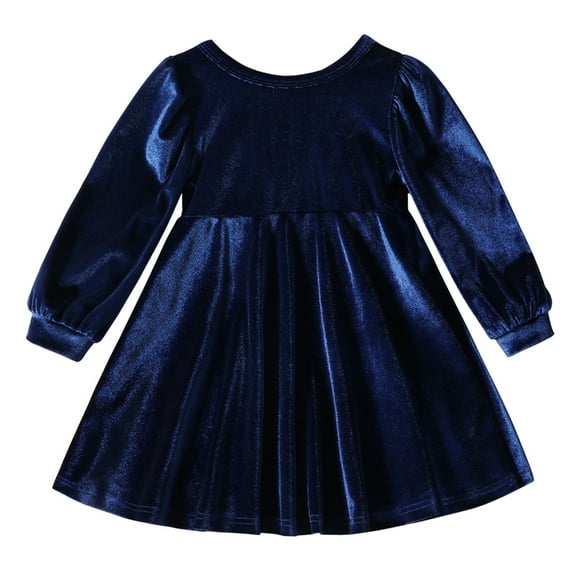 IWEMEK Little Girls Dress Casual Trendy Winter Mini Shiny Birthday Party Dresses Princess Warm Velvet Clothing 3-4T