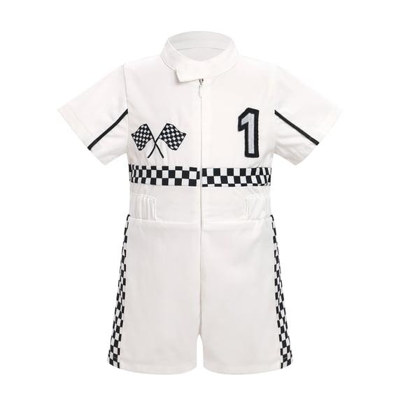 IWEMEK Neutral Baby Jumpsuit Summer Casual Trendy Mandarin Collar Infant Outfits Checkered Print White Bodysuit