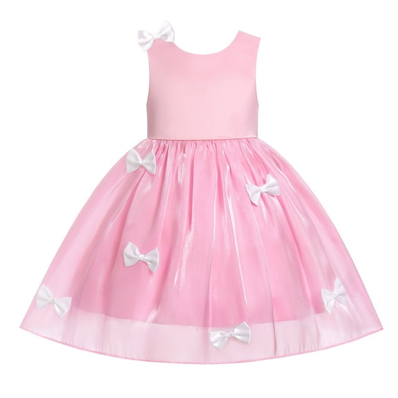 IWEMEK Prom Dresses for Girls 3D Bow-Knot Birthday Party Dress Pink Cute Tutu for Toddler Girls Baptism Clothes 2025