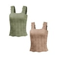 thumbnail image 1 of IWEMEK Sleeveless Tops for Women Summer Casual Sleeveless Shirts Square Neck Jacquard Vest Fashion Solid Color Cami Top 2 Pack, 1 of 8