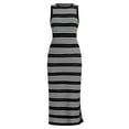 thumbnail image 1 of IWEMEK Summer Dresses for Women Hollow Out Crewneck Sundress Black Striped Split Corset Dress 2025, 1 of 7