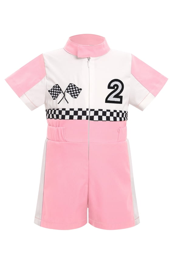 Summer Jumpsuit for Toddler Girls Cool Race Car Driver Overalls Color Block Birthday Party Onesie 2025