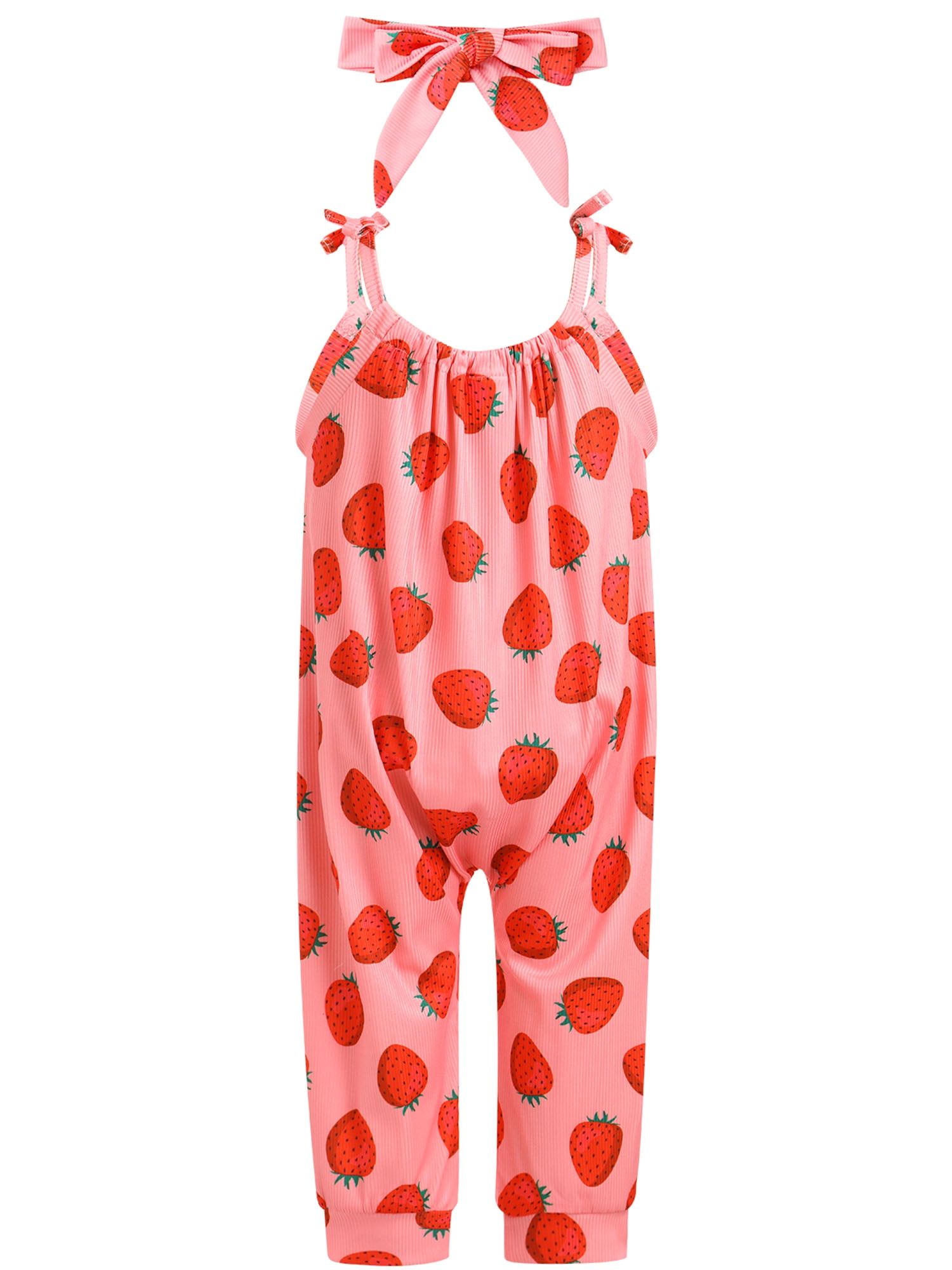 Sweet Summertime Watermelon Print Smocked Jumpsuit for Baby Girls main image 1