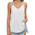 thumbnail image 1 of IWEMEK Tank Tops for Women Eyelet Swing Sleeveless V-Neck Cami Tops Hot Girl Beach Boho Spaghetti Strap White Vest, 1 of 6