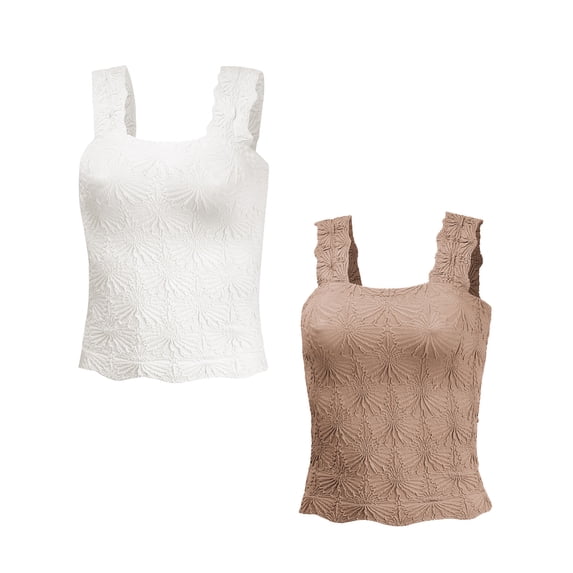 IWEMEK Tank Tops for Women Trendy Casual Sleeveless Top Elegant Business Summer Vest Plain Color Fashion Cami Top 2-Pack