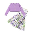 thumbnail image 1 of IWEMEK Toddler Girl Dresses Purple Short Coat Flower Print Party Dress Fashion Chic Fairy Dresses Comfy Clothes 4-5Y, 1 of 8