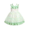 thumbnail image 1 of IWEMEK Toddler Girl's Dress Green Floral Printed Casual Dressy Tulle Tutu Trendy Summer Sleeveless Dress with Zipper, 1 of 6