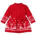 thumbnail image 1 of IWEMEK Winter Dress for Baby Girls Crew Neck Long Sleeve Xmas Dresses Elk Cute Bowknot Red Sweater Dresses 12M-18M, 1 of 8
