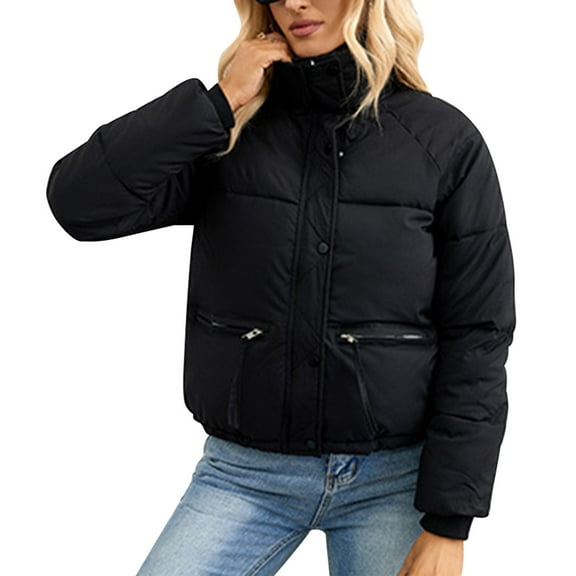 IWEMEK Women Coats Casual Winter Quilted Jackets for Womens Comfort Plain Black Jacket Plus Size Leisure Fashion Clothing