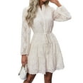 thumbnail image 1 of IWEMEK Women Long Sleeve Dress Button Up Vacation Leisure A-Line Spring Sun Dress Trendy Swing Wedding Guest Dresses, 1 of 7