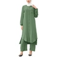 thumbnail image 1 of IWEMEK Women Muslim Plue Size Outfits Islamic Modest Elegant Clothing Dubai Solid Abayas and Pants 2pc Clothes Size 2XL, 1 of 8