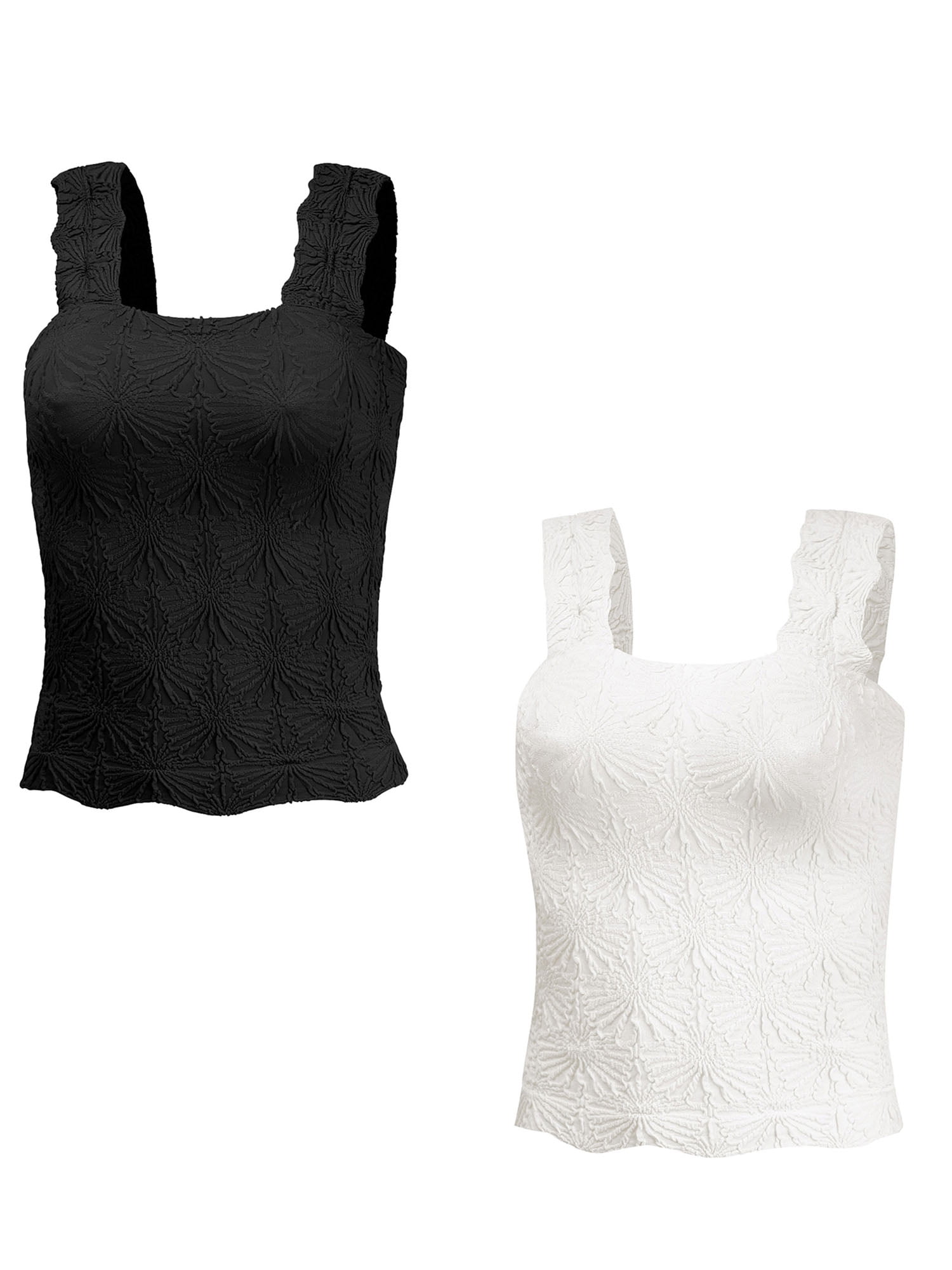Women's Solid Square Neck Sleeveless Crop Top - Racerback Summer Tank Top, Casual Basic
