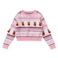 thumbnail image 1 of IWEMEK Women Sweaters Casual Winter Xmas Knitwear Elk Printed Long Sleeve Pullover Round Neck Baggy Cute Pink Clothing, 1 of 8