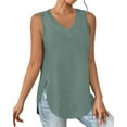 thumbnail image 1 of IWEMEK Women Tank Tops Sleeveless Side Slit Tunic Top Comfortable Eyelet Chic Shirts Green Loose Casual Blouse 2025, 1 of 5