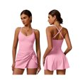 thumbnail image 1 of IWEMEK Women's Tennis Dresses Twist Front Split Ruffle Cami Dress with shorts Golf Active Dress, 1 of 8