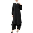 thumbnail image 1 of IWEMEK Womens Abaya 2-Piece Set Semi Formal Dubai Kaftan Fall Loose Long Sleeve Black Muslim Robe with Pants for Women, 1 of 8