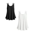 thumbnail image 1 of IWEMEK Womens Tank Top Spaghetti Strap Hollow Out Cropped Going Out LIghtweight Swing Vest Black and White (2 Packs), 1 of 8