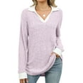 thumbnail image 1 of IWEMEK Womens Top Comfy Henley Neck Knit Polo Tees Long Sleeve Casual Trendy Tunics Shirts Fashion Chic Cute Pullover, 1 of 7