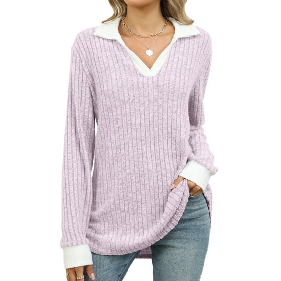 IWEMEK Womens Top Comfy Henley Neck Knit Polo Tees Long Sleeve Casual Trendy Tunics Shirts Fashion Chic Cute Pullover