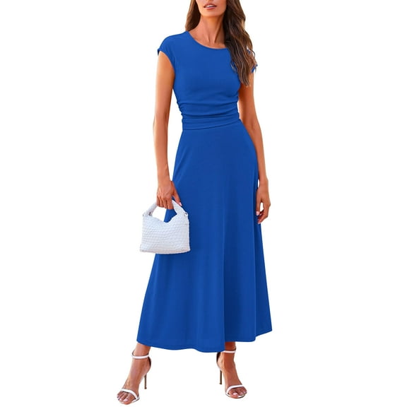 IWEMEK Women's 2 Pcs Outfits Sets Short Sleeve Round Neck Tshirts Elegant Summer Holiday Flutter Skirts Woman Clothes